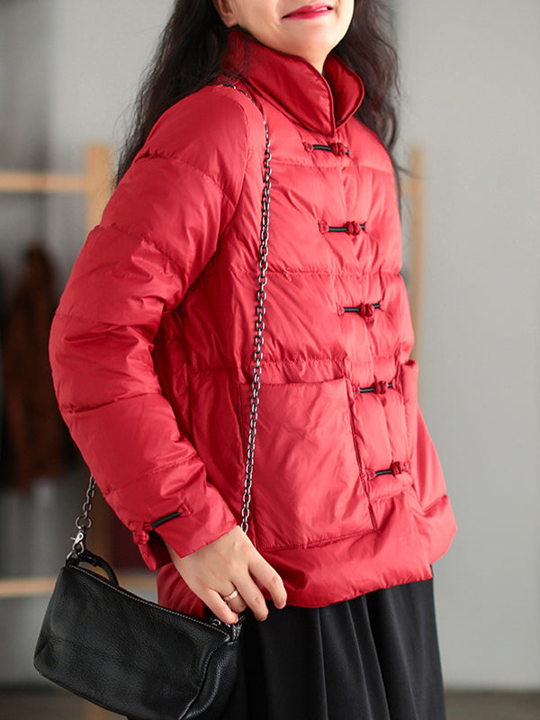 Casual Retro Splicing Plate Buckle Coat