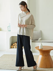 Half High Neck Thin Off-Shoulder Pullover Loose Bottoming Sweater