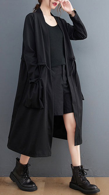 Large Size Loose Mid-Length Solid Color Jacket