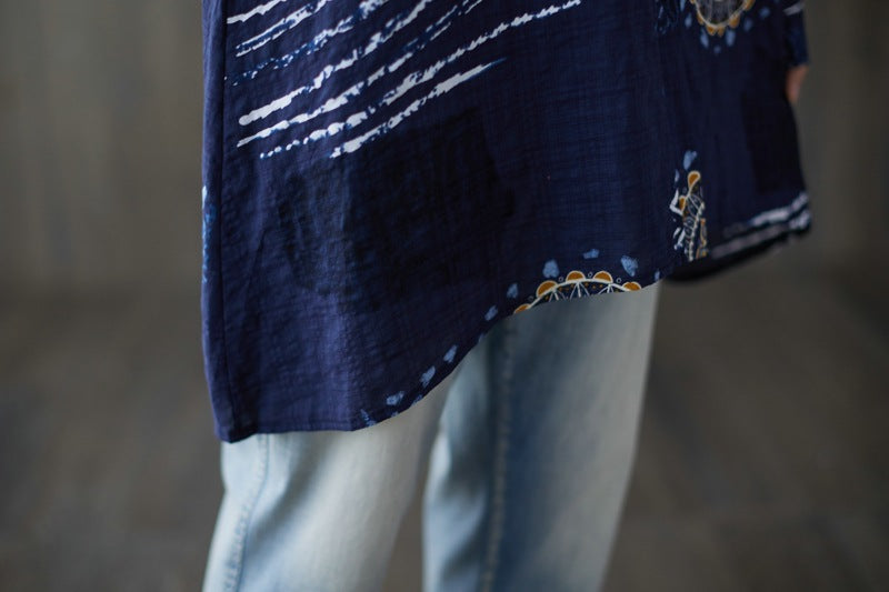 Printed Literary Mid-Length Casual Shirt