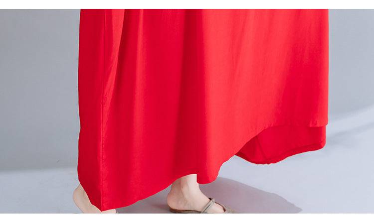 Retro Solid Color Loose Temperament Long Midi Dress