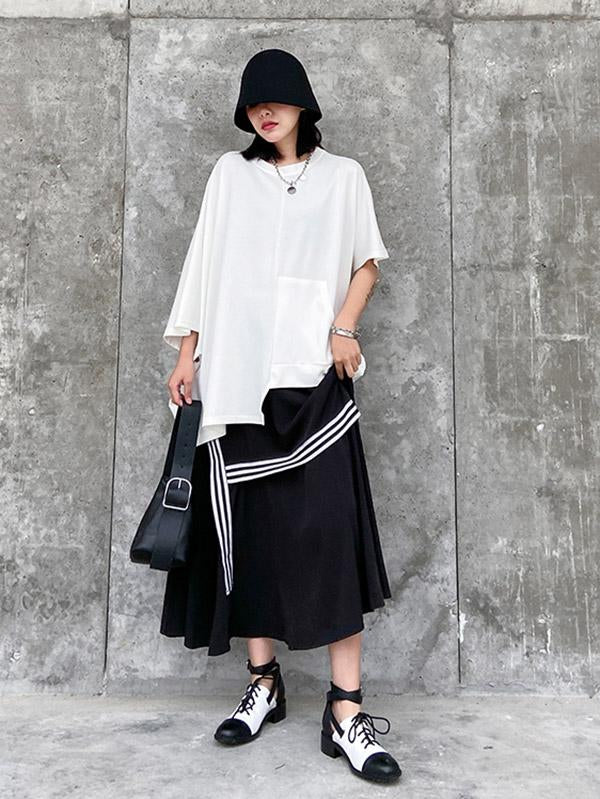 Solid Color Cropped Loose T-Shirt