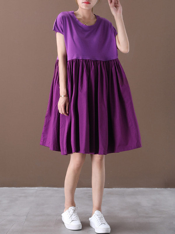 Artistic Retro Round-Neck Dress