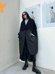 Oversize Splicing Thicken Cotton Midi Outwear