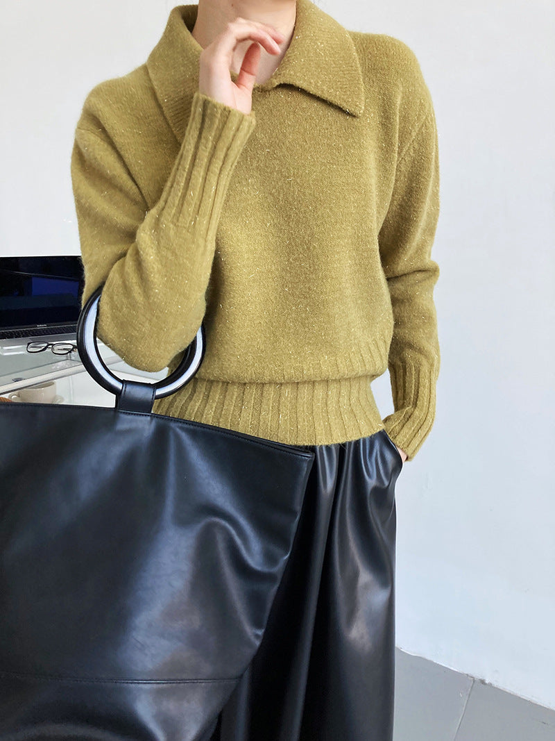 Simple Solid Color Turtleneck Sweater