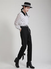 Loose Padded High-Waisted Straight Pants