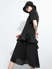 Black Cropped Pleated Dress