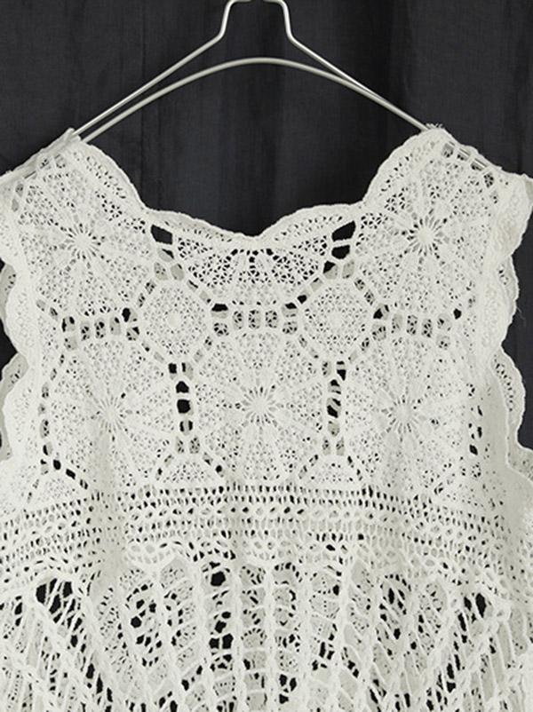 Hollow Out Cropped Long Vest