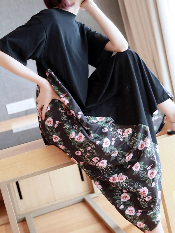 Original Floral Round-Neck Dress