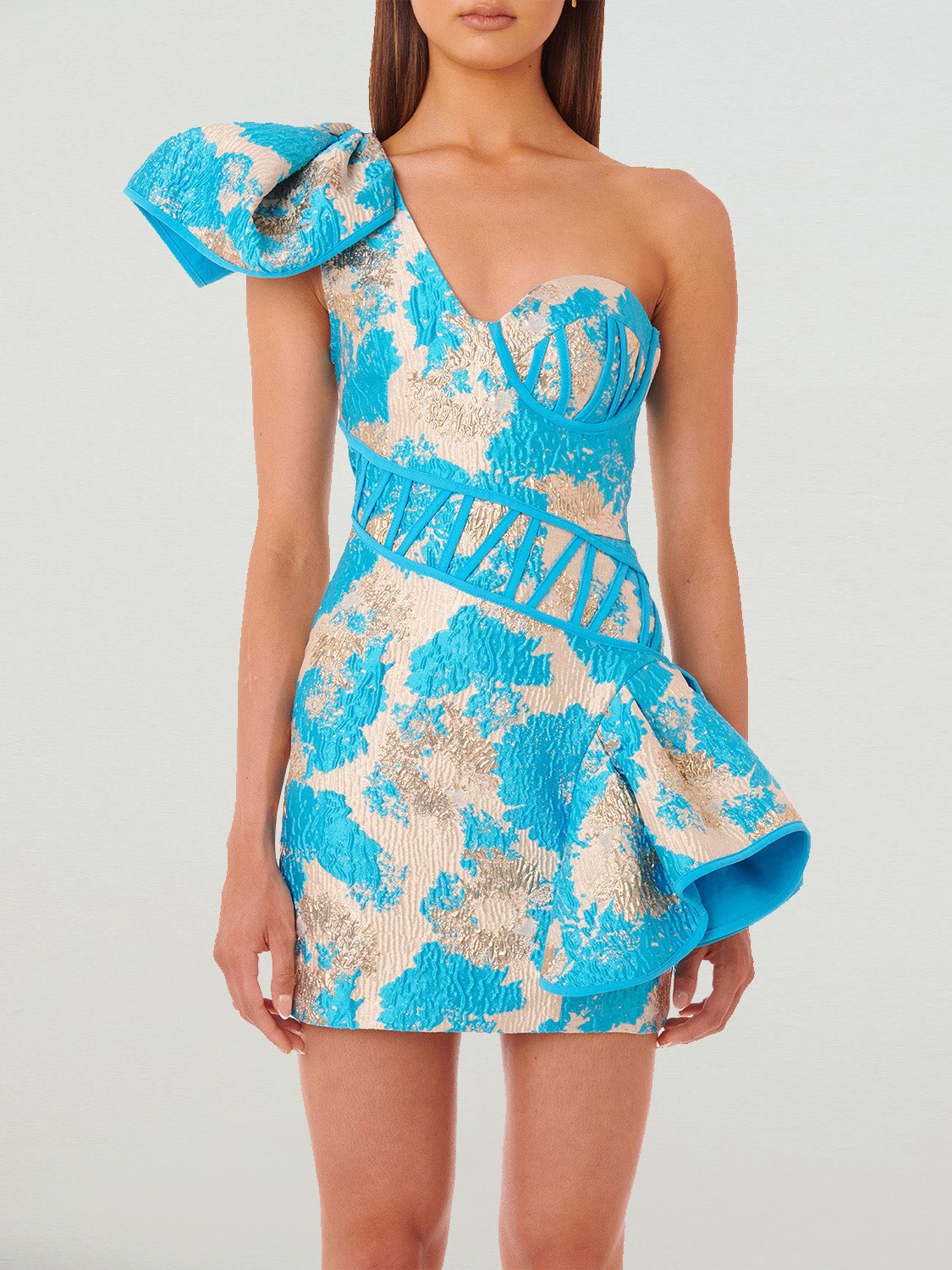 Willa One Shoulder Jacquard Mini Dress