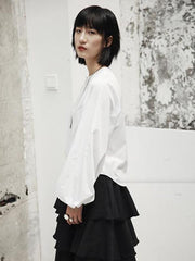 Roomy Puff Sleeve White Shirt