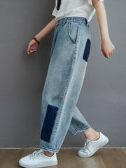 Color-Block Denim Harem Pant