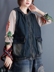 Women Casual Hooded Sleeveless Vest