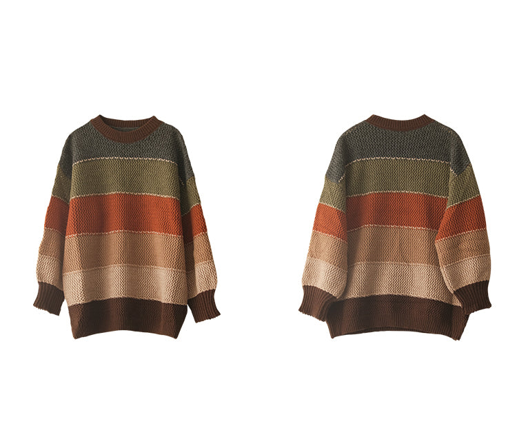 Loose Striped Round Neck Sweater