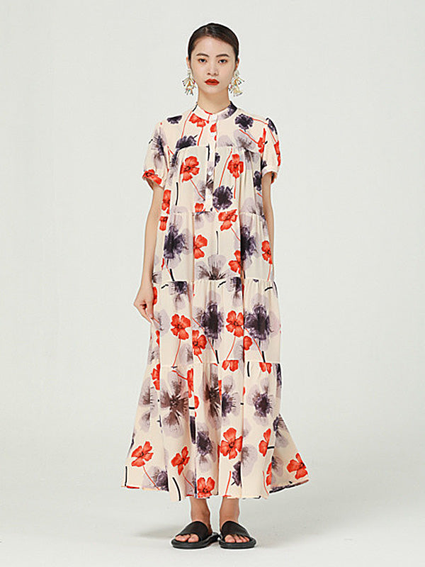 Floral Printed Casual Simple Maxi Dress