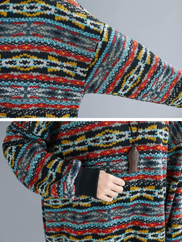 Retro Colorful Striped Warm Loose Sweater