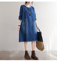 Women Casual Mid-Length Denim Dress