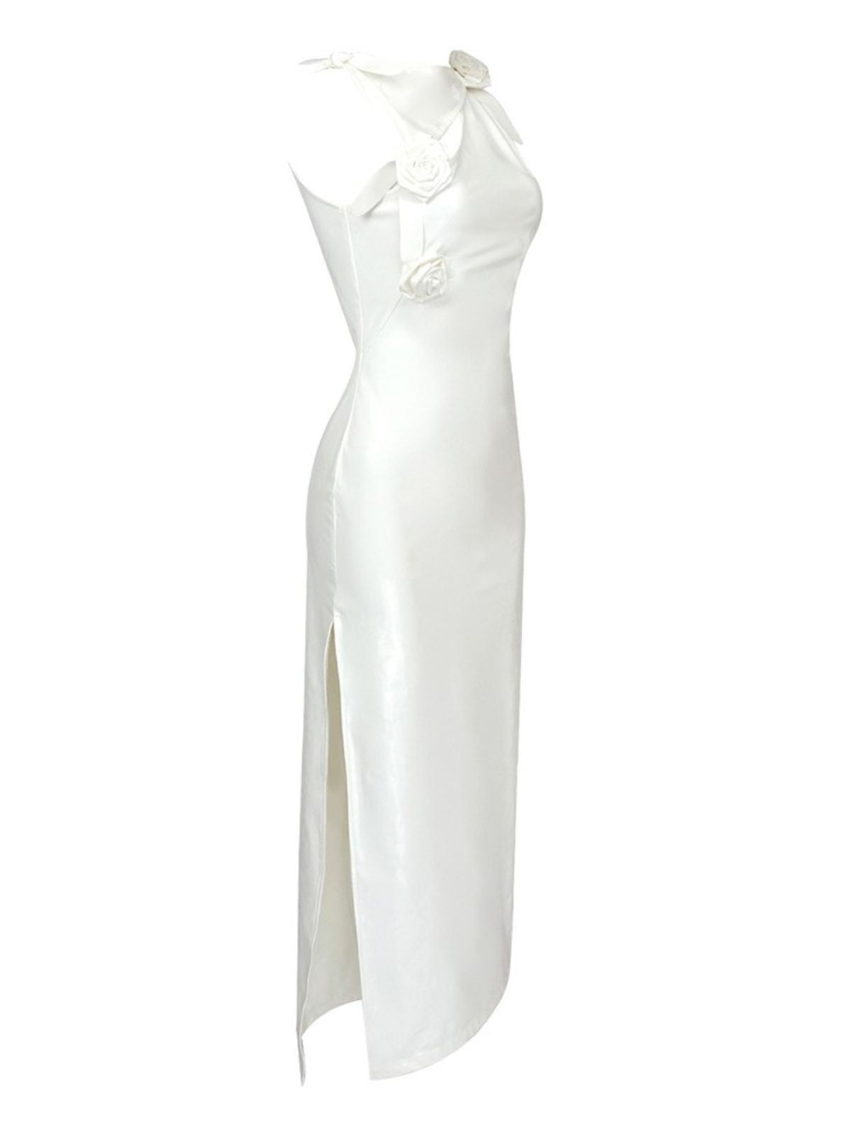 Hecate Cutout Latex Split Maxi Dress In White