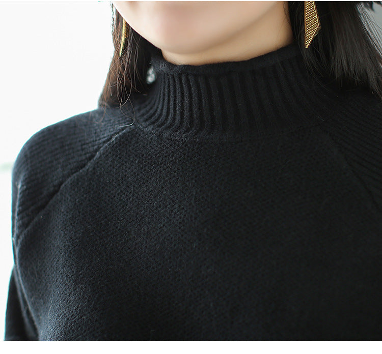 Casual Solid Color High-Neck Sweater