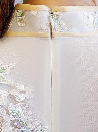 Embroidered Stand Collar Long Cheongsam Dress