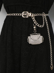 Punk Rhinestone Diamond Mini Belt Bag