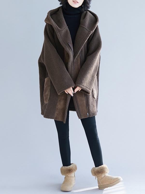 Loose Wool Hooded Coat