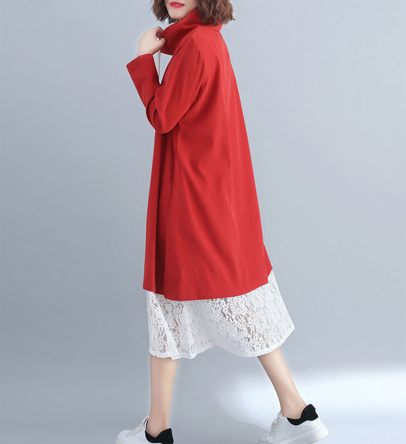 Loose Plus Size Lace Stitching Dress