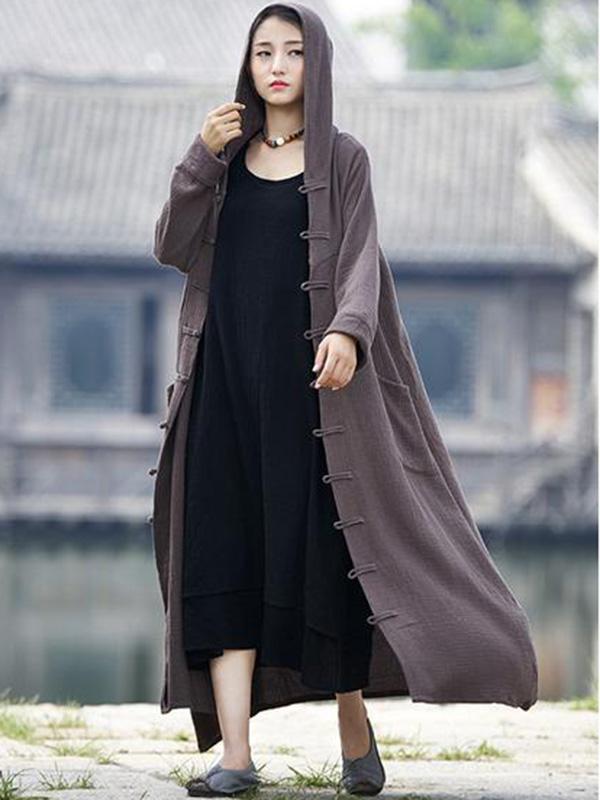 National Style Mistarious Linen Cape Coat