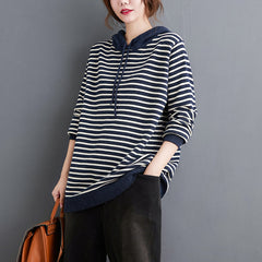 Striped Hooded Casual Knitted Sweater