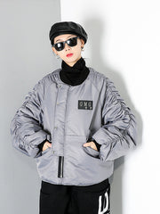 Loose Solid Color Zipper Cotton Outwear