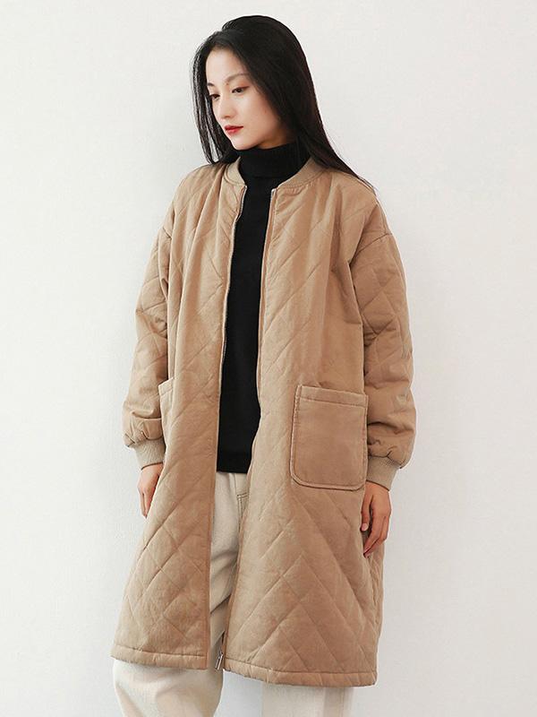 4 Colors Plaid Cotton Padded Coat