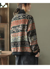 Women Loose Printed Casual Coat