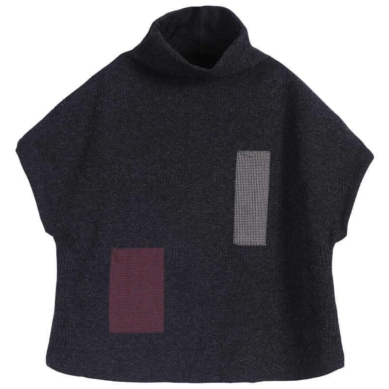 Loose Plaid Splicing High-Neck Sweatshirt