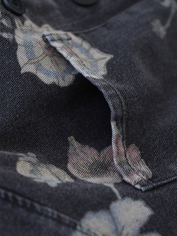 Vintage Print Bat Long Sleeve Loose Button Casual Jacket