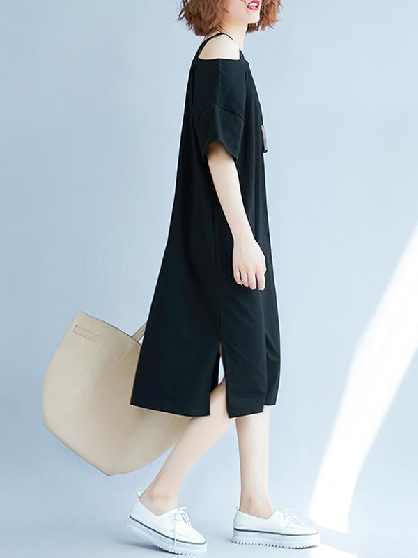 Loose Off-The-Shoulder Long T-Shirt