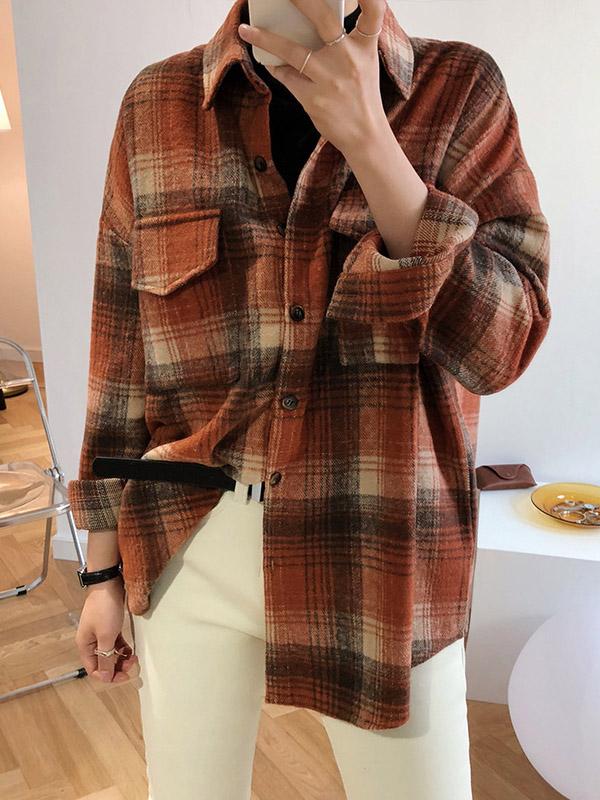 Loose Casual Thickening Plaid Shirt