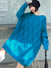 Loose Long Sleeve Solid Color Knitted Sweater