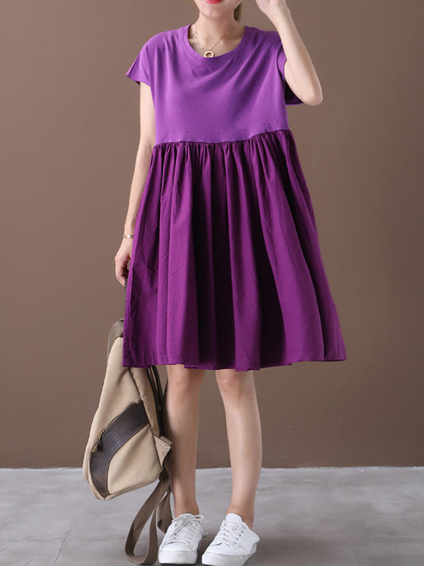 Artistic Retro Round-Neck Dress