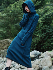 Women Contrast Hooded Casual Dress