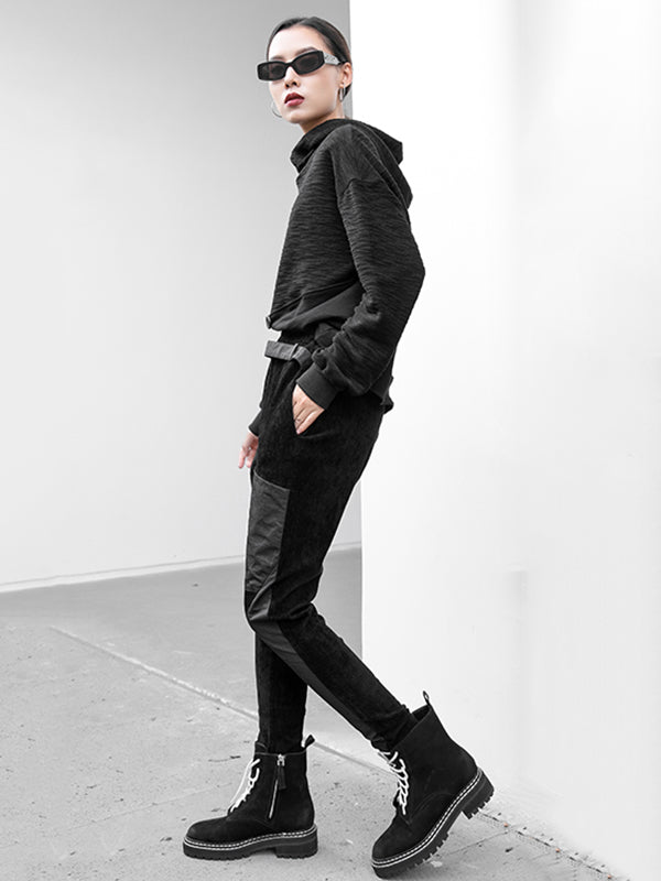 Vintage Corduroy Split-Joint  Asymmetric Empire Casual Pants