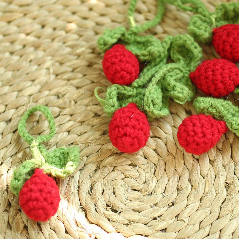 Hand Crocheted Strawberry Wool Ornaments