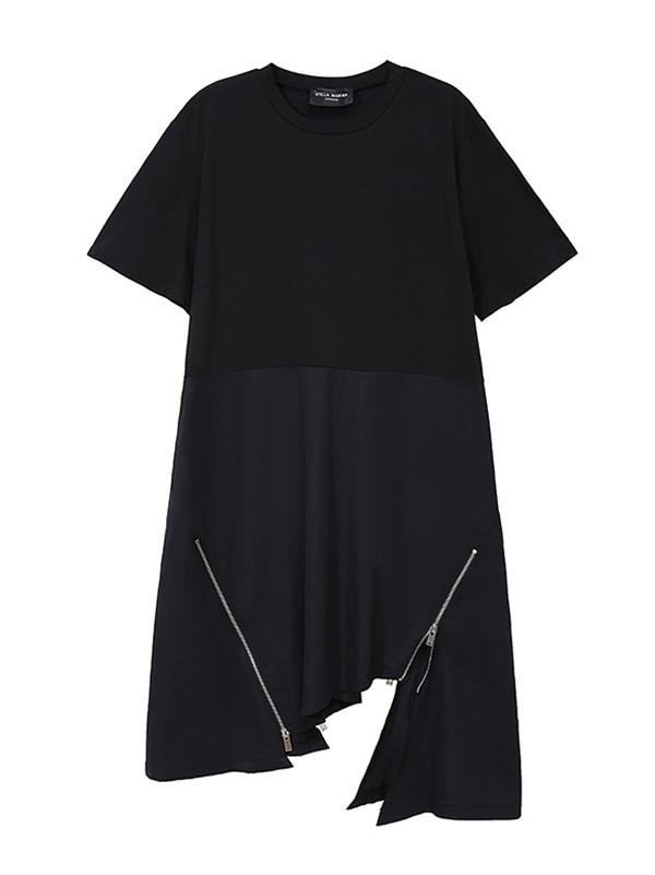 Simple Irregularity Solid Zipper Dress
