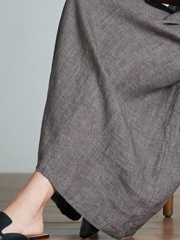 Elegant Linen Slim Long Dress
