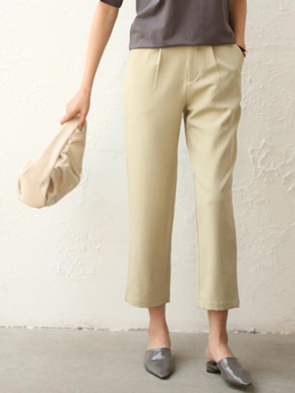 Solid Color Empire Straight Leg Pants