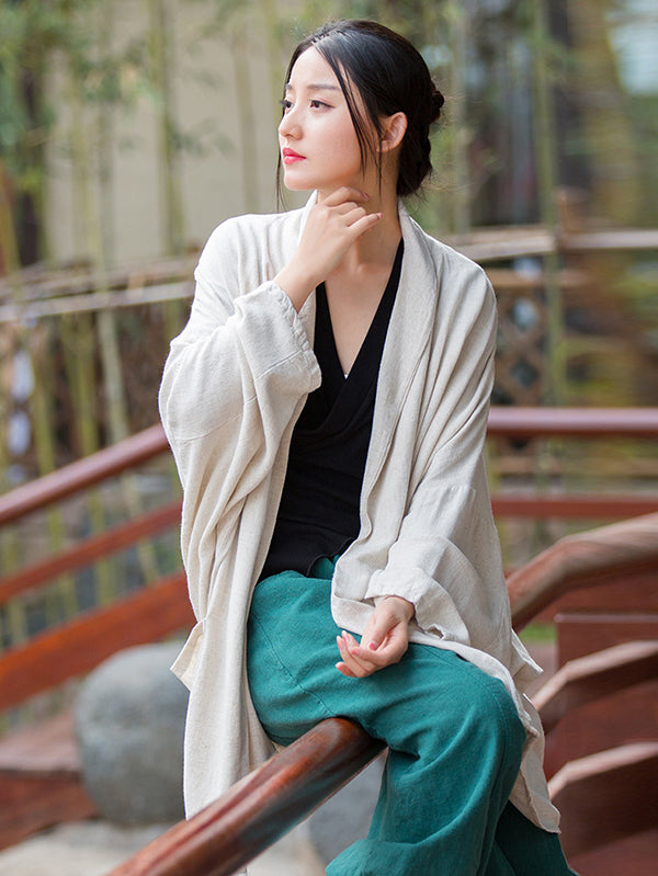 Casual Loose Batwing Sleeves Solid Color Outerwear