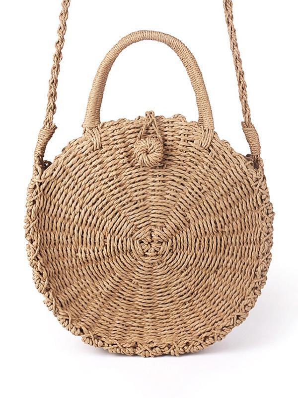 Round Straw Plaited Article Bohemia Bag