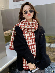 Casual And Simple Diamond Checked Scarf