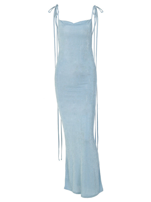 Egypt Backless Maxi Dress In Blue