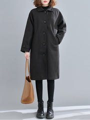 Women Lapel Loose Casual Coat