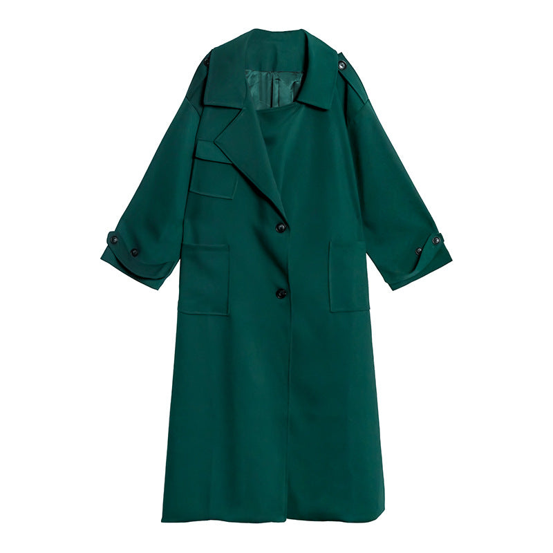 Women Solid Color Lapel Casual Coat
